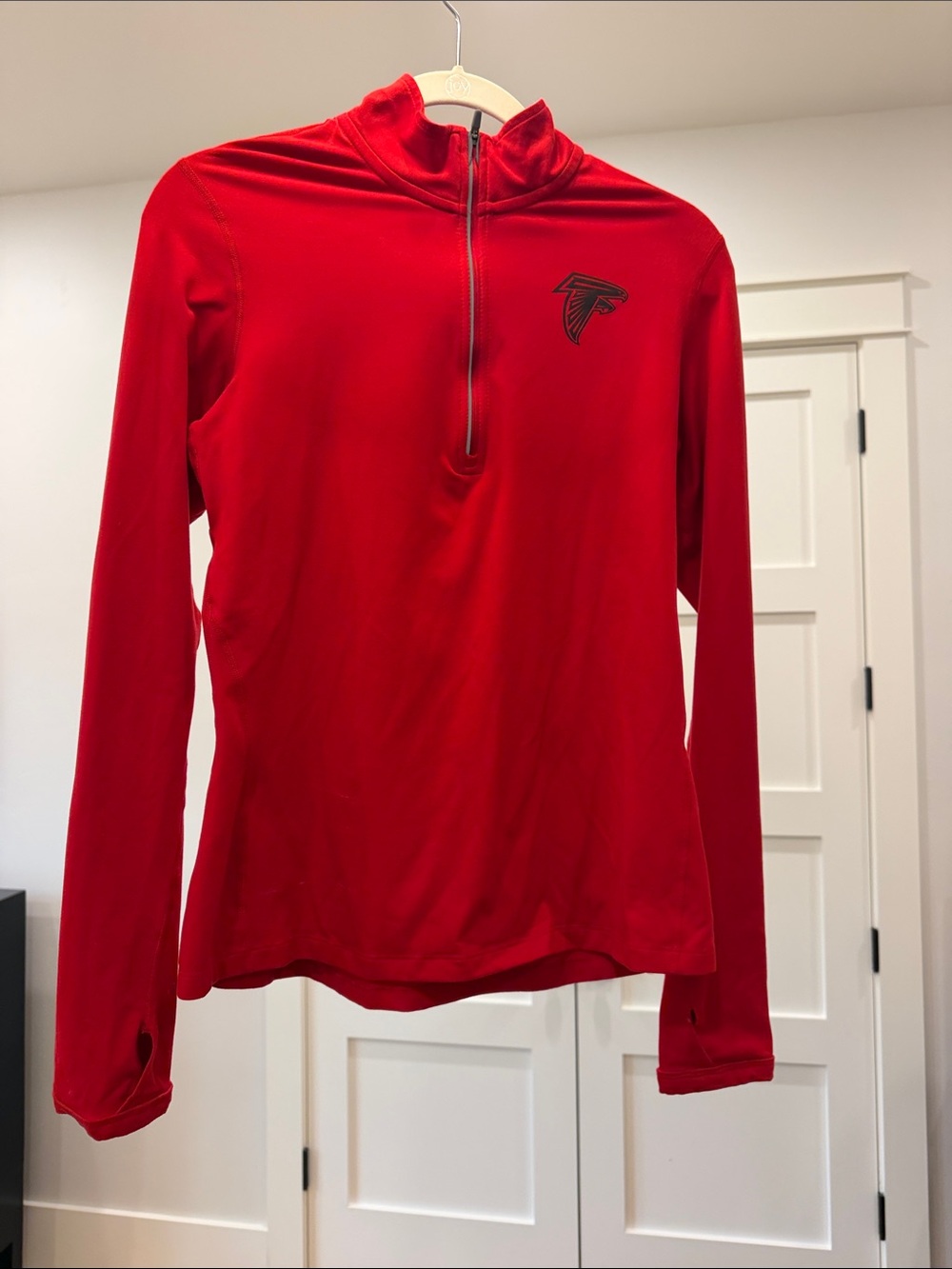 Nike Women's Red Long Sleeve 1/4 Zip Pullover with Logo